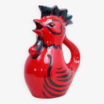 Zoomorphic rooster pitcher in ceramic Titano Italy 1970