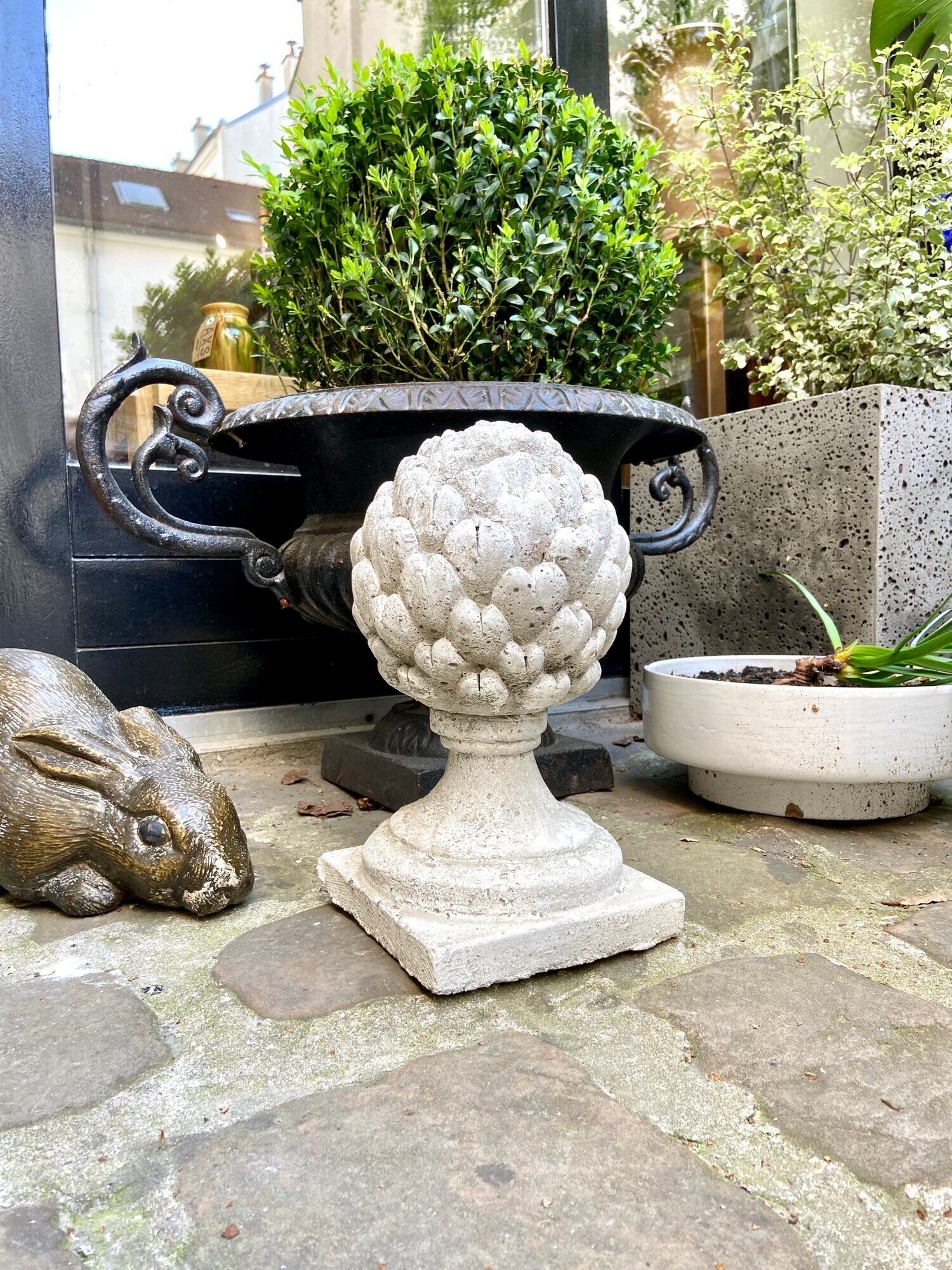 Ornamental artichoke in bleached concrete