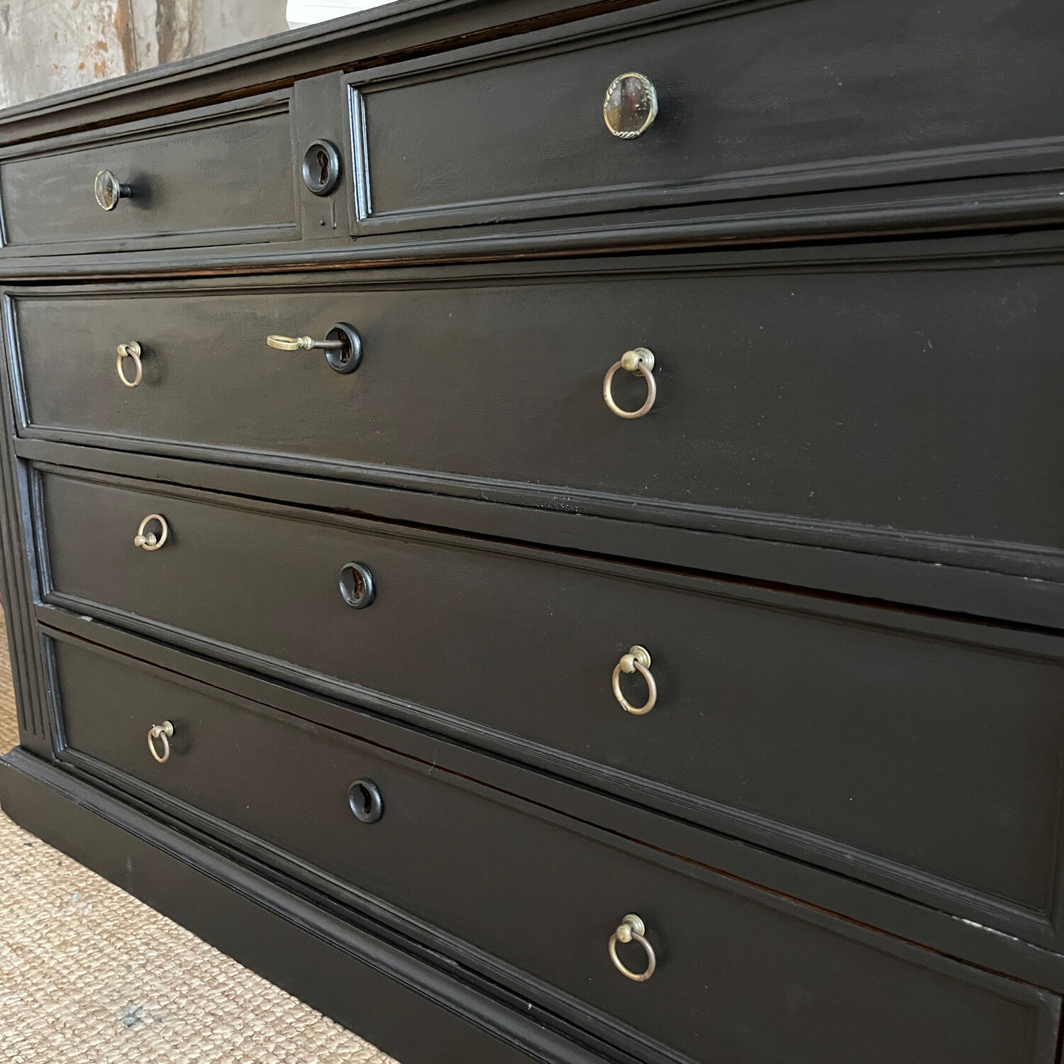Black velvet empire chest of drawers