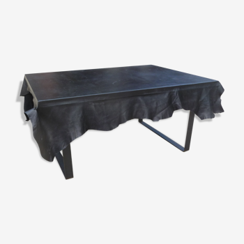 Sheathed leather coffee table