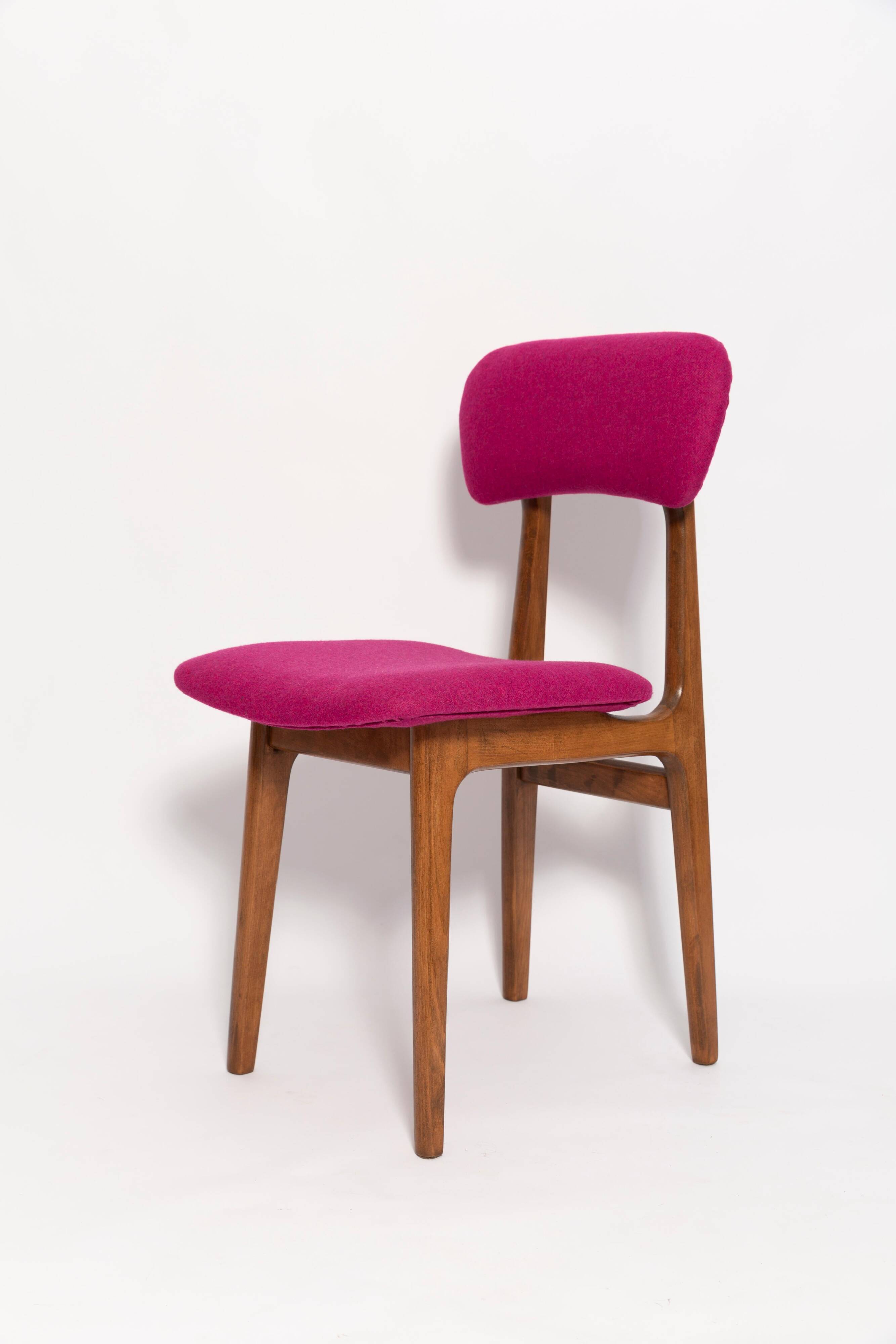 Fuchsia wool chair, beech wood, Rajmund Halas, Europe, 1960s