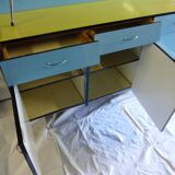 Buffet en formica jaune et bleu
