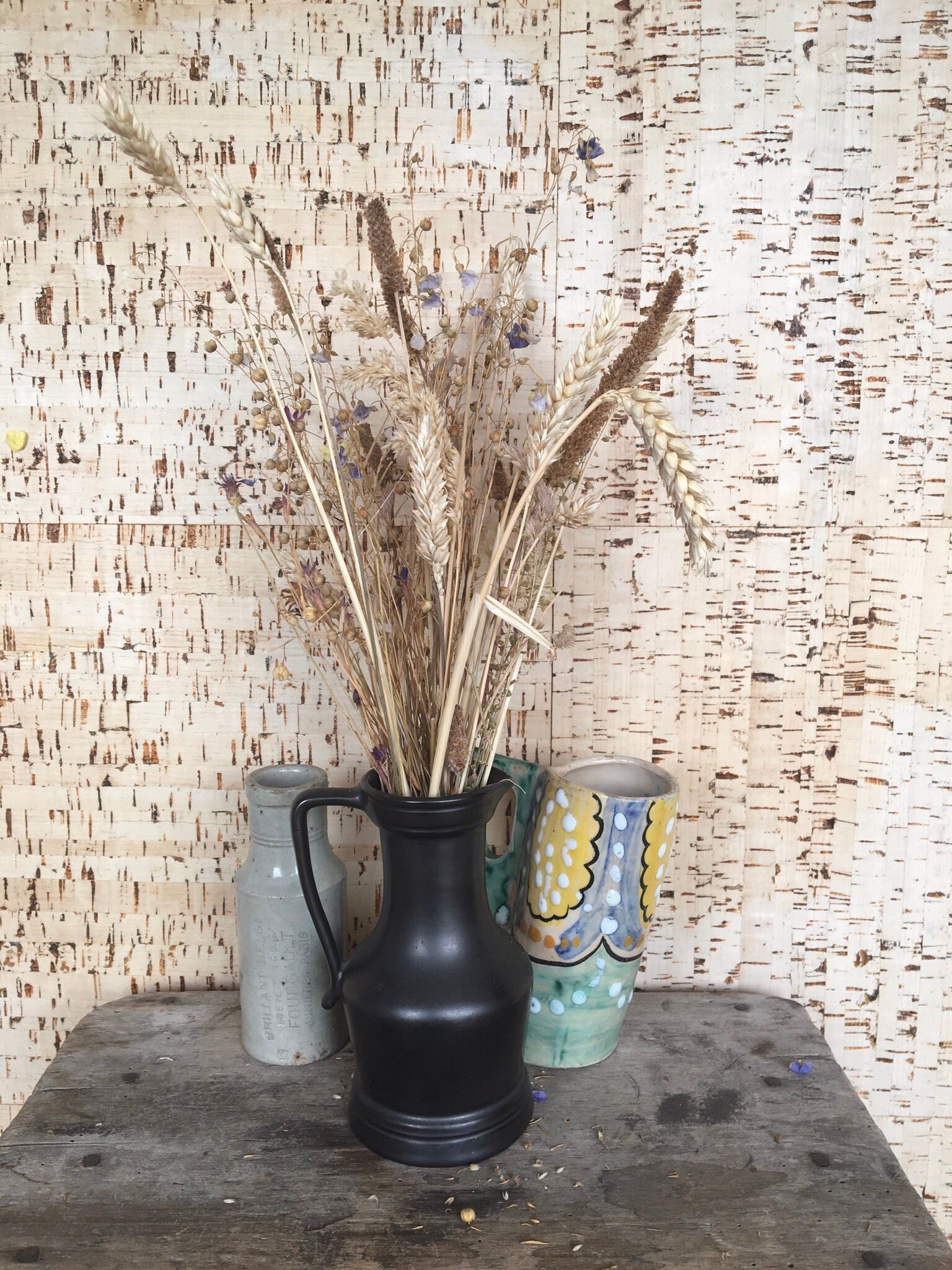 Black ceramic pitcher