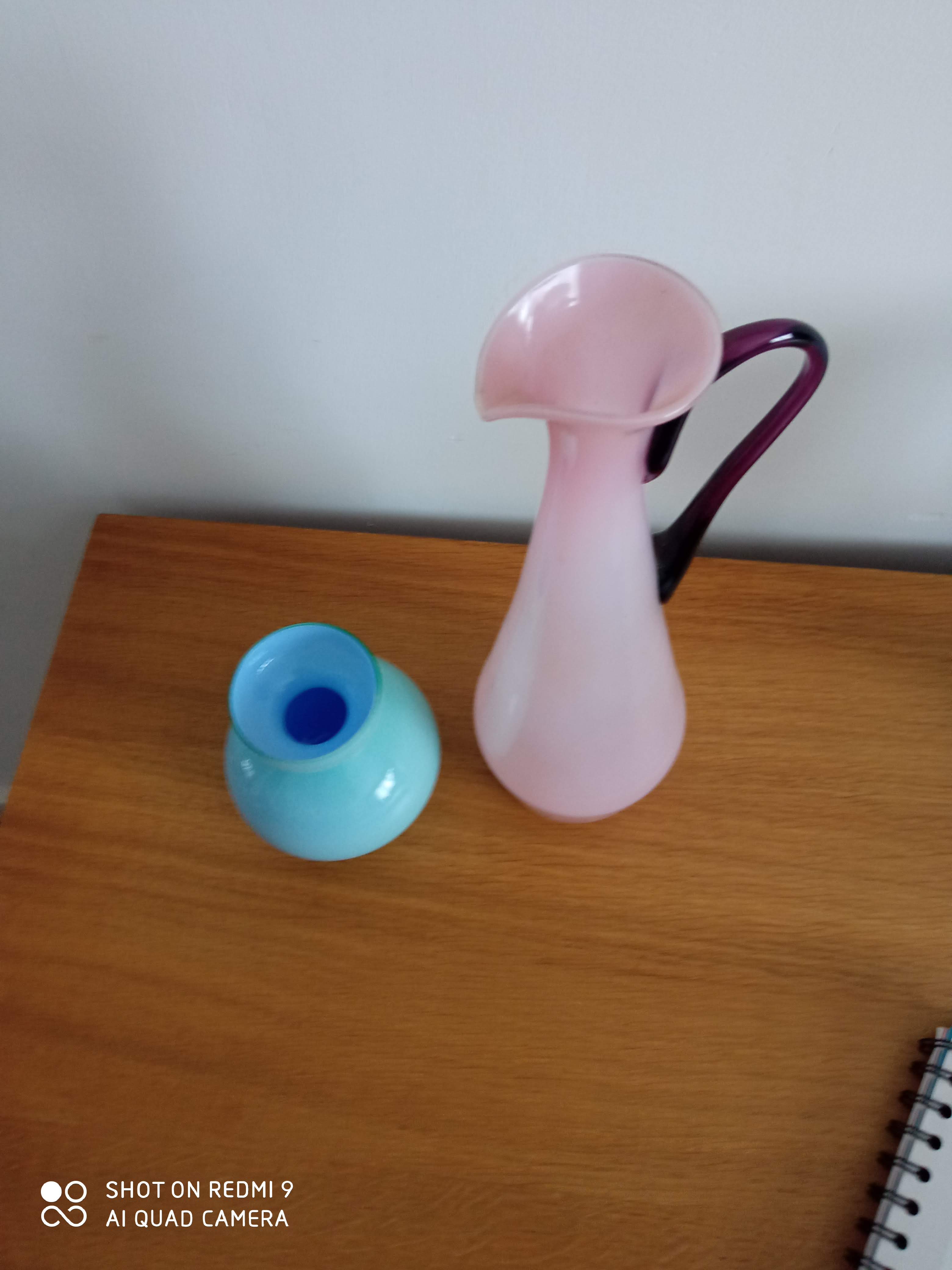 Duo of opaline vases