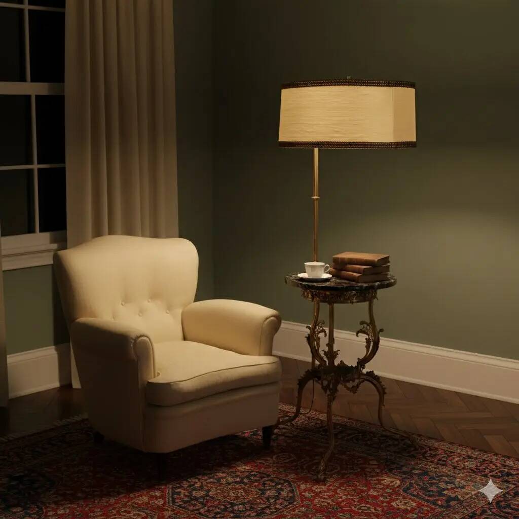 Lampadaire ancien avec table d’appoint en bronze et marbre, Italie, XXe siècle