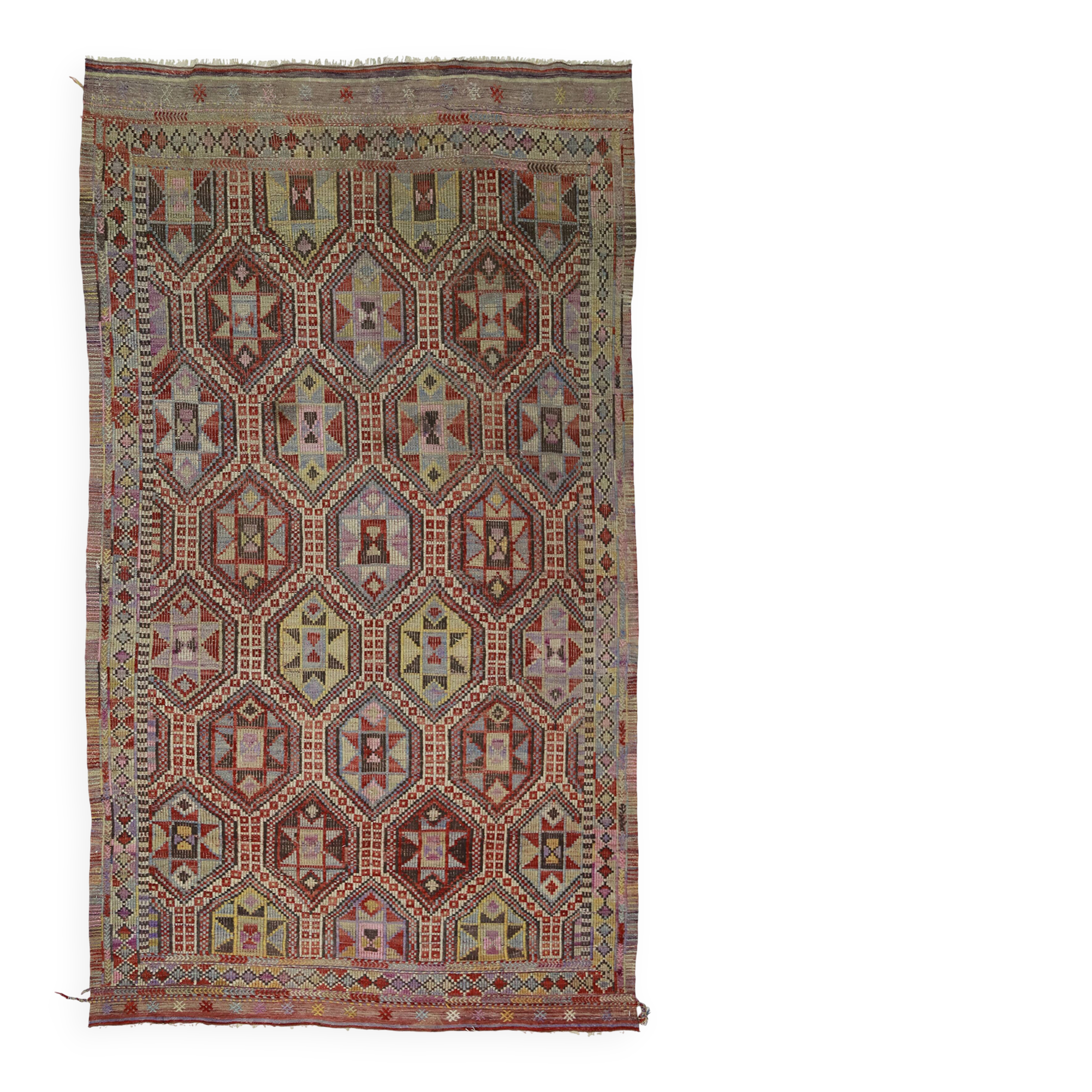 Tapis Kilim Turc Vintage Élégant 166x288 cm Laine Fait Main