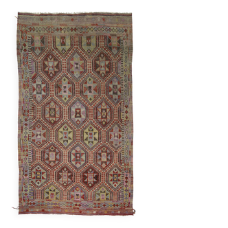 Tapis Kilim Turc Vintage Élégant 166x288 cm Laine Fait Main