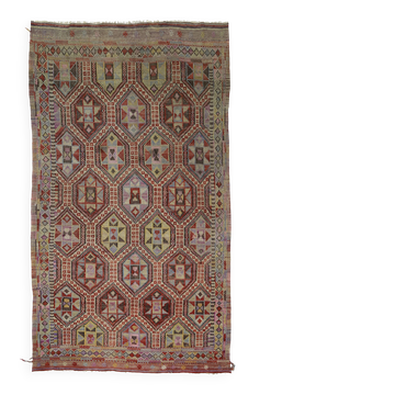 Tapis Kilim Turc Vintage Élégant 166x288 cm Laine Fait Main