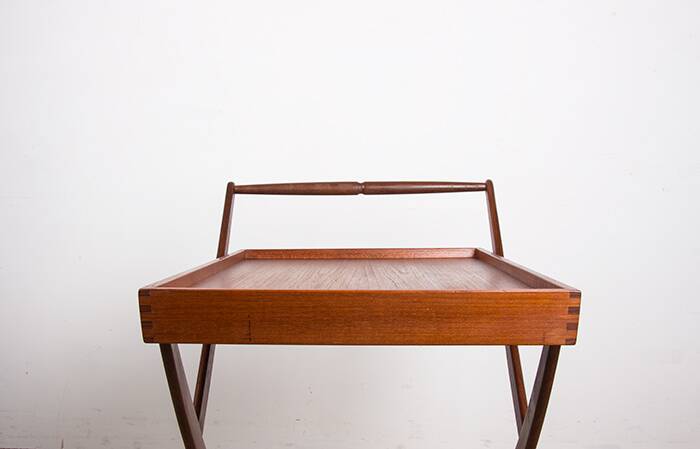 Danish folding teak rolling table, Svend Aage Madsen/Illums Bolhigus.