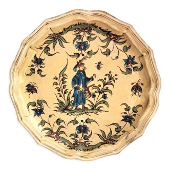 Decorative plate earthenware from Salins France Moustier