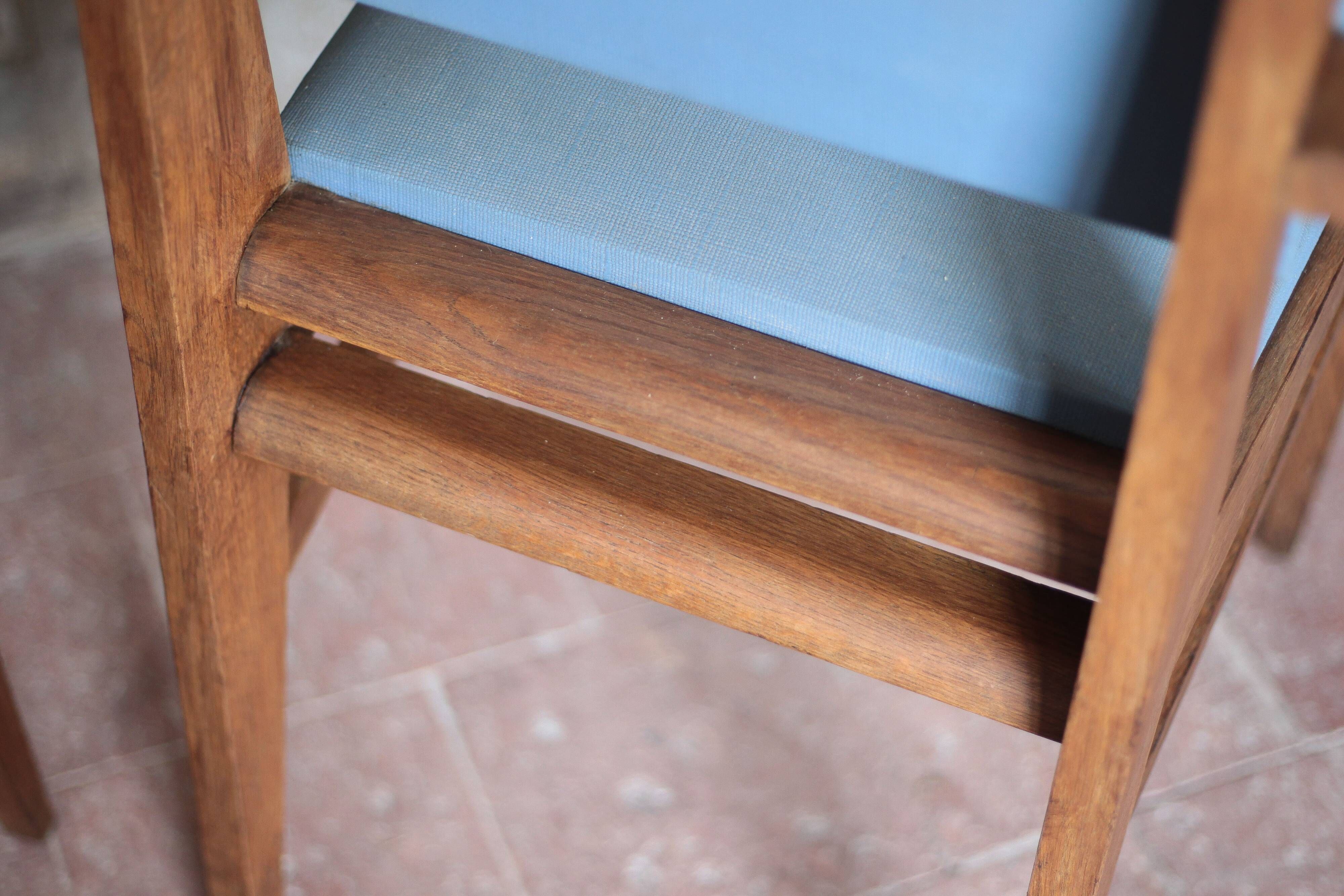 Pair of wooden bridge armchairs from the 1950s, vintage chairs.