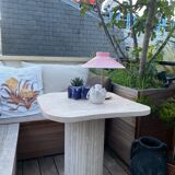 Natural travertine irregular dining table Athéna 90cm x 90cm