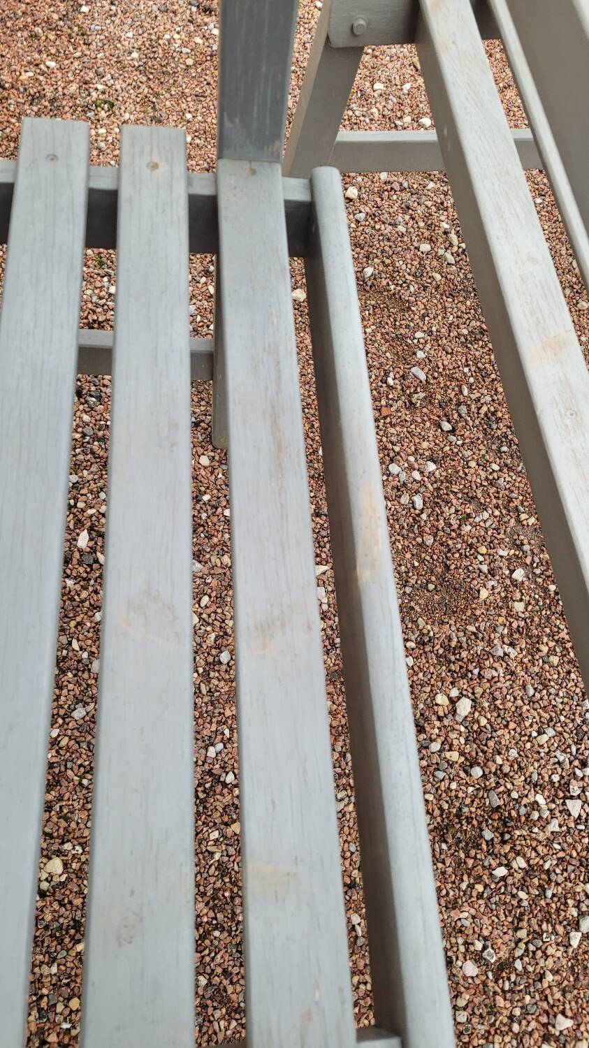 Pair of old wooden park garden benches