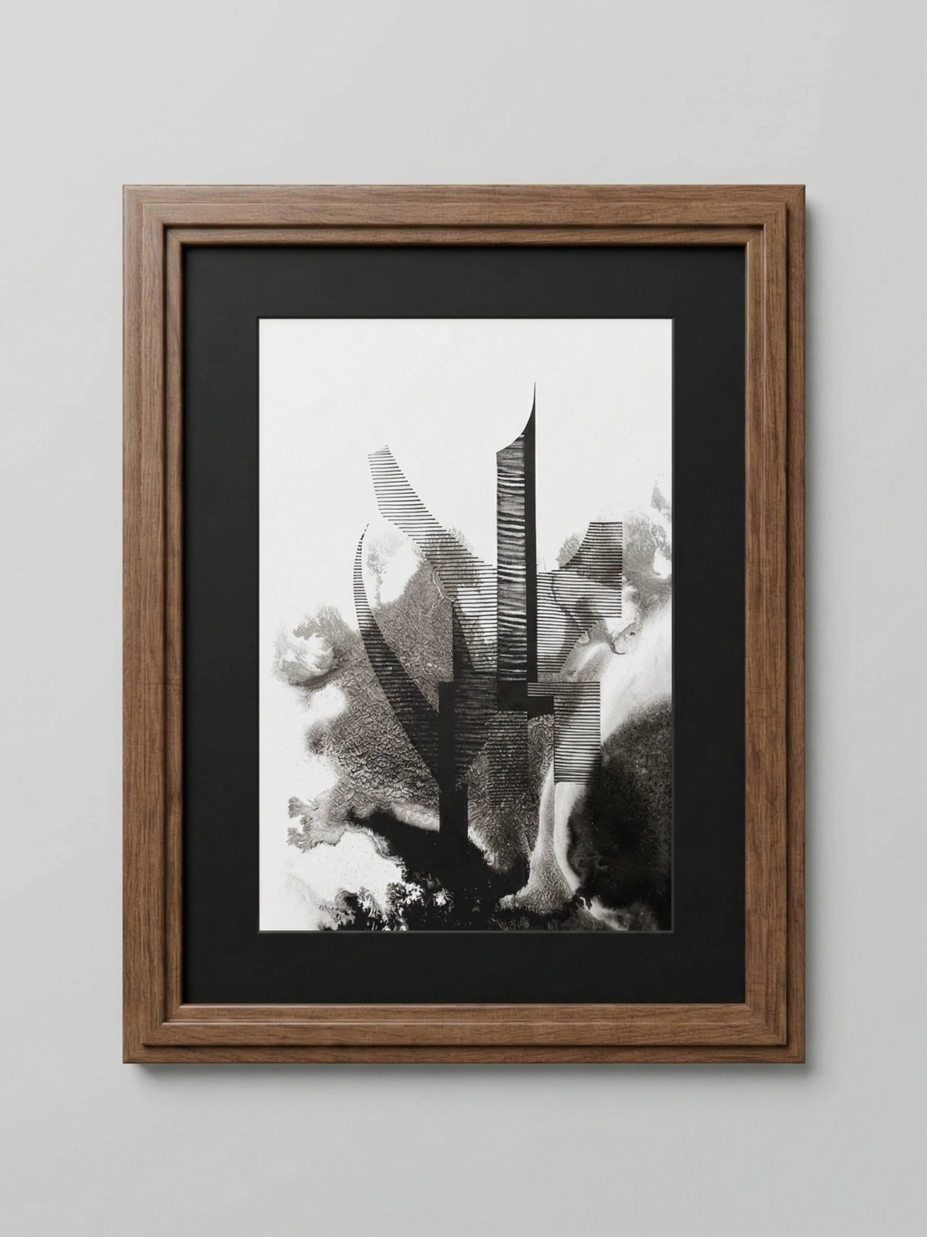 Original work on paper signed by Eugène Eechaut, created in ink and framed, 1973.