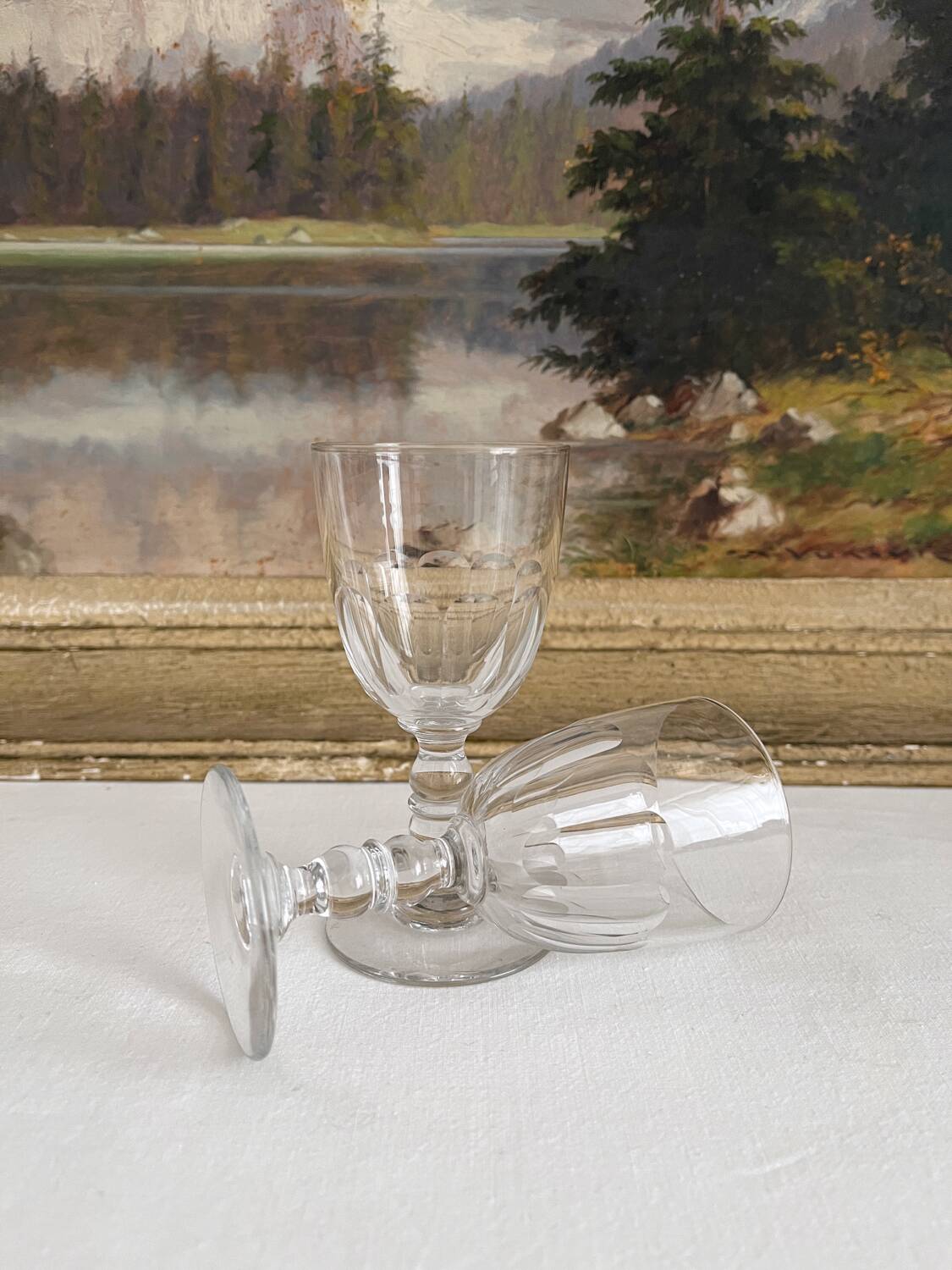 2 old aperitif or port wine glasses from the 19th century