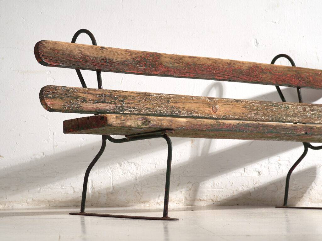 Old bench in iron and pine wood – Central Europe, around 1920