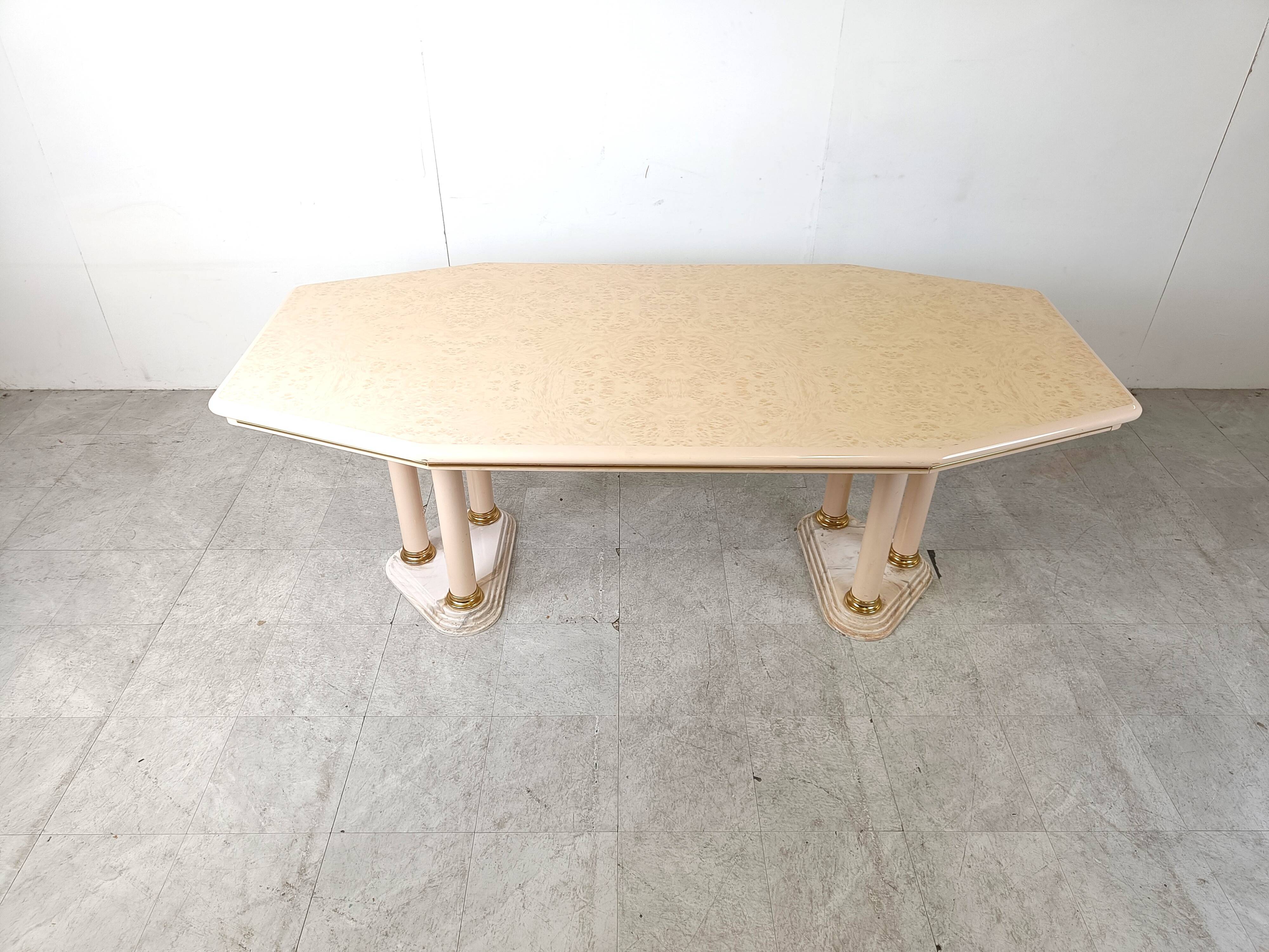 Vintage beige lacquered dining table, 1970s
