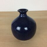 Ball vase, blue ceramic, signed
