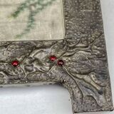 Mirror with embossed metal frame by alfred daguet, 1900s art nouveau period