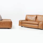 Canapés en cuir cognac Bengodi design Cini Boeri pour Arflex Italie