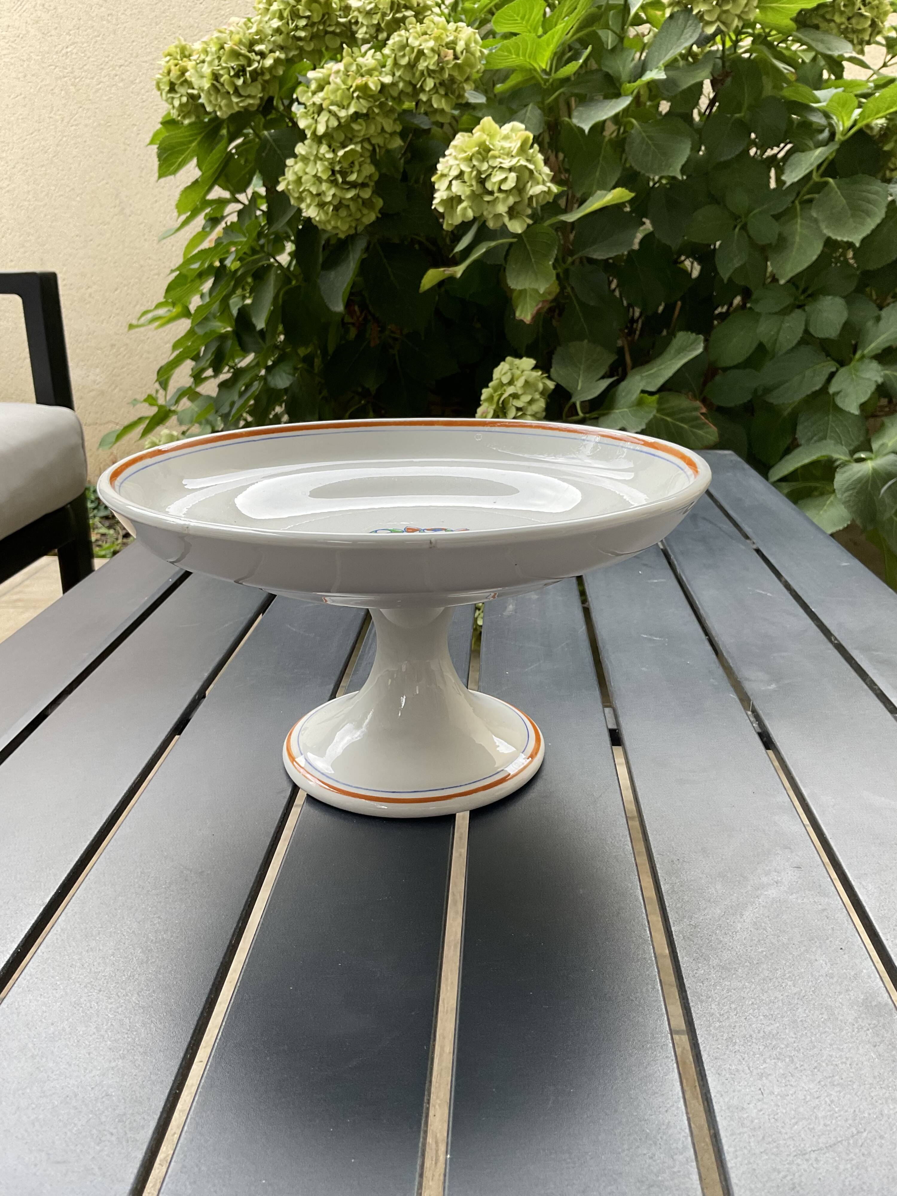 Set of 2 heel plates and one compote dish art deco, Boch La Louvière