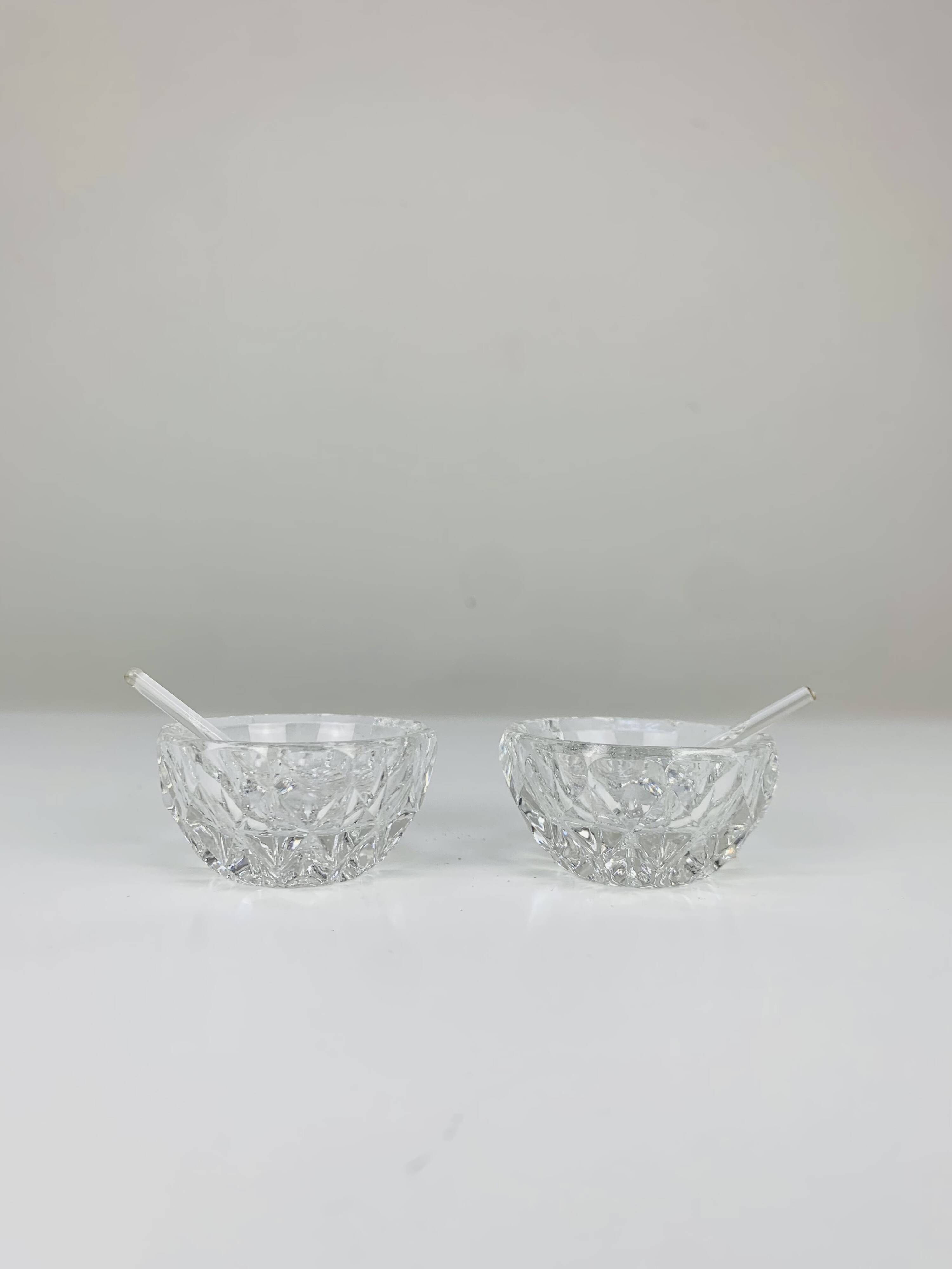 Pair of vintage crystal salt cellars