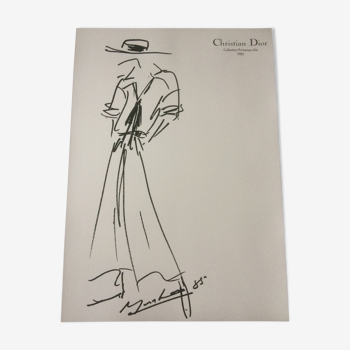 Christian Dior, beautiful press fashion illustration "Spring Collection - Summer 1985".