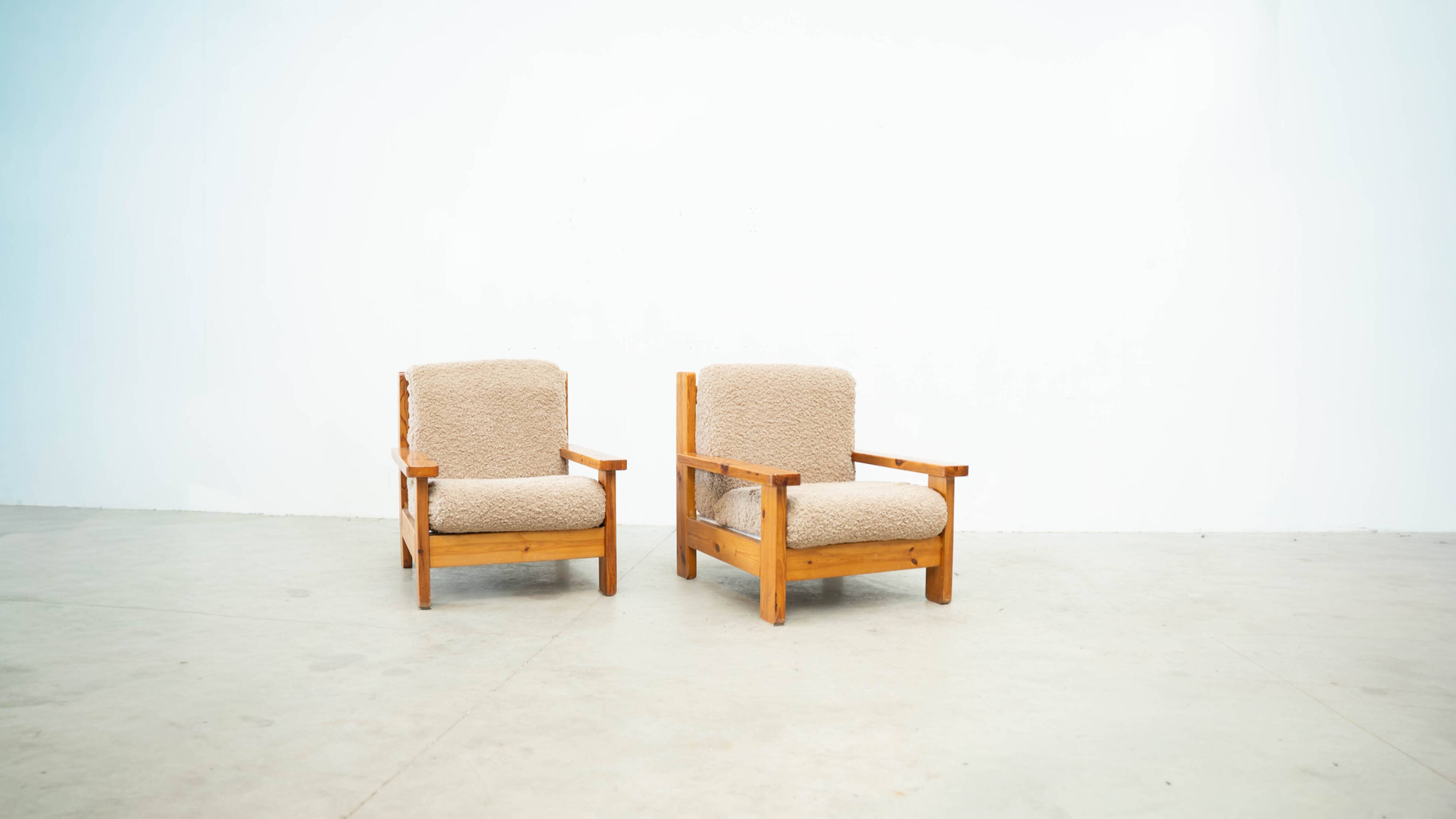 Set of two brutalist lounge chairs