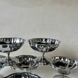6 vintage 70s stainless steel footed bowls
