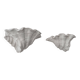 Pair of vintage shell wall lights, matte white plaster, France 1940
