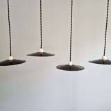 Ensemble de 4 suspensions industrielles en tôle émaillée noire et blanche