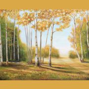 Cuadro con paisaje de álamos pintado al oleo sobre lienzo. Oil painting