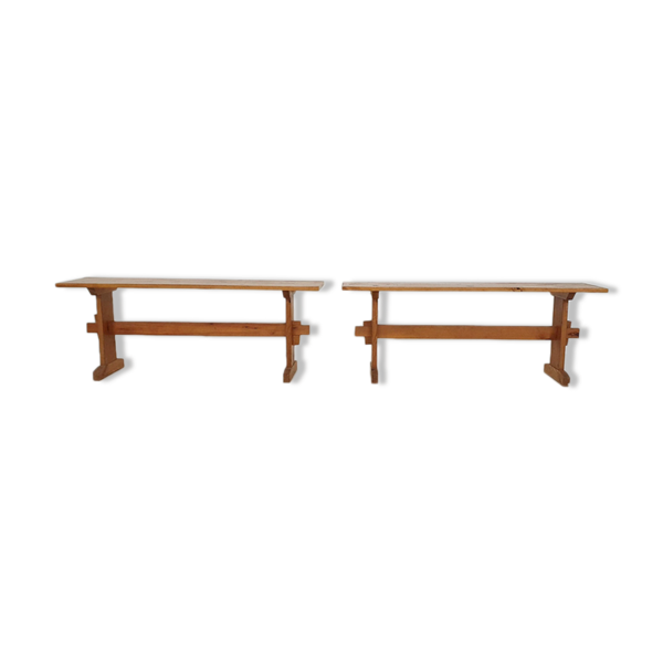 Bancs scandinaves modernes en pinède, années 1960