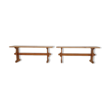 Scandinavian modern pinewood benches, 1960's