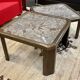 Pair of low tables in oak and fossil stone - work from the 1970s