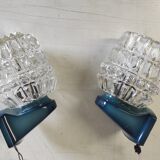 Blue glass and plastic wall lights - 1970s