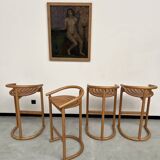 Set of 4 Allmimö stools in solid oak