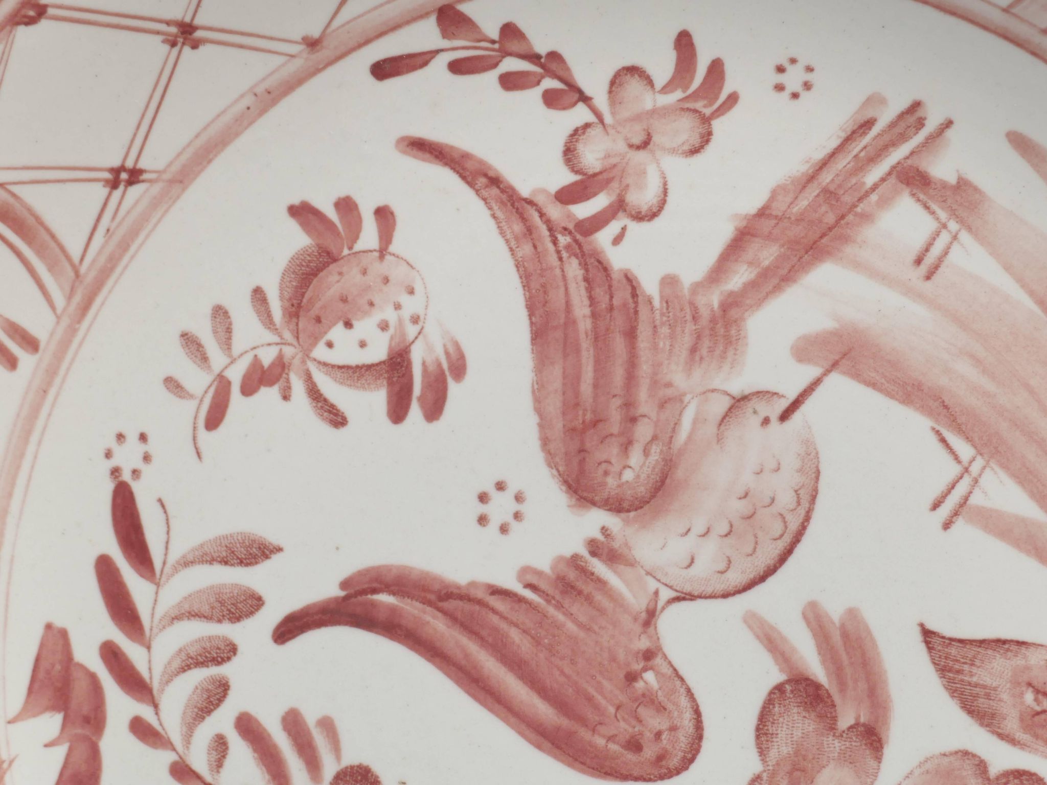 Folk Art Dish with Red Floral Motif by Ilse Claesson for Rörstrand, Sweden 1930
