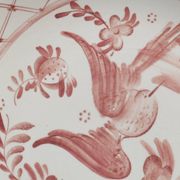 Folk Art Dish with Red Floral Motif by Ilse Claesson for Rörstrand, Sweden 1930
