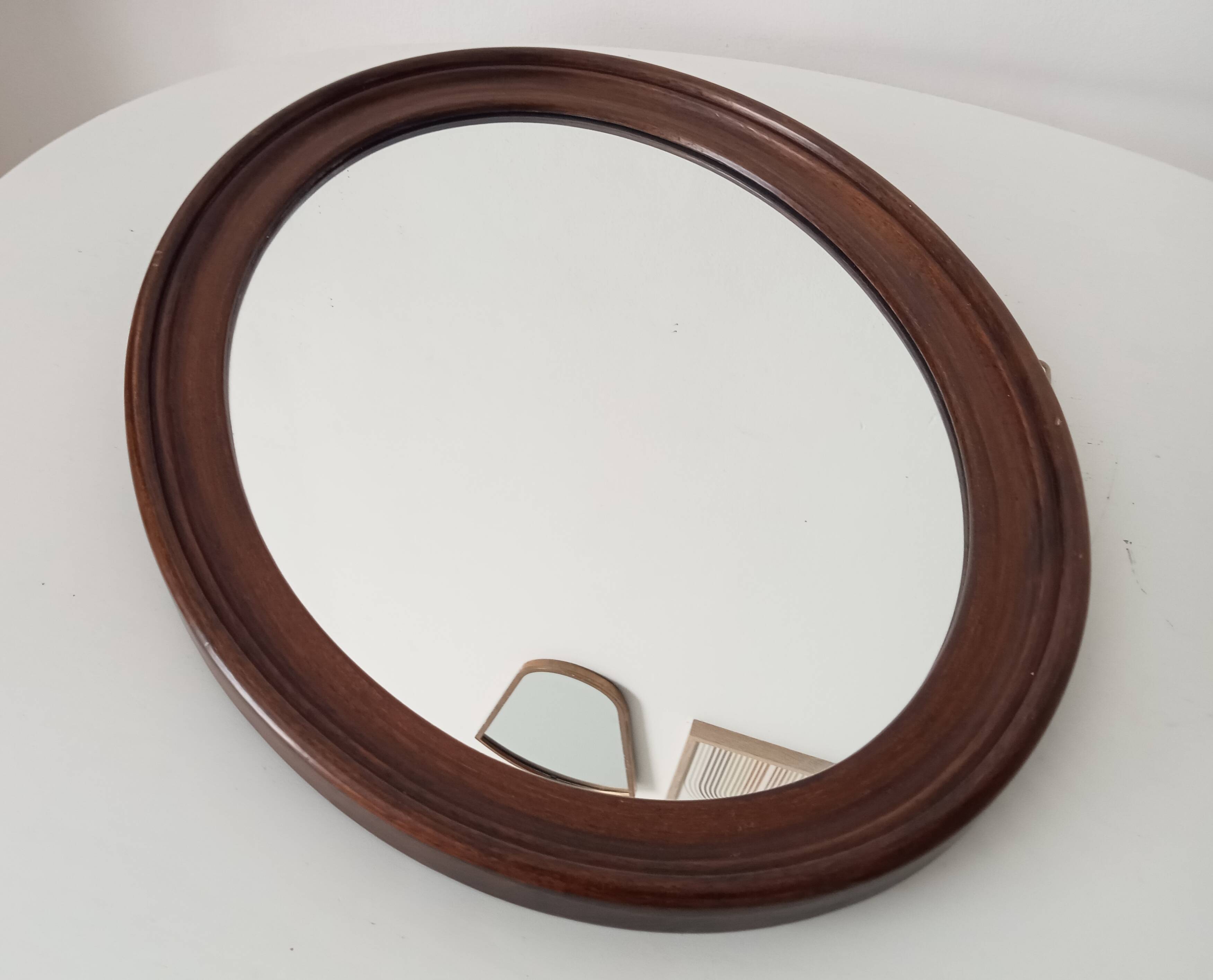 Miroir ovale en bois, années 60