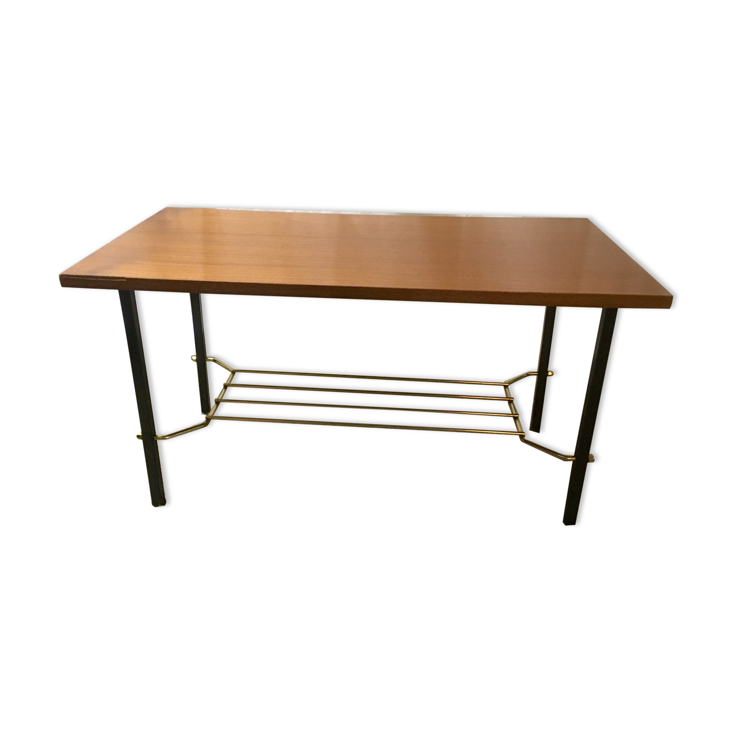 Modernist wood and metal coffee table - 1960s