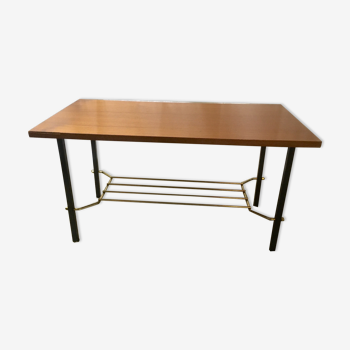 Modernist wood and metal coffee table - 1960s