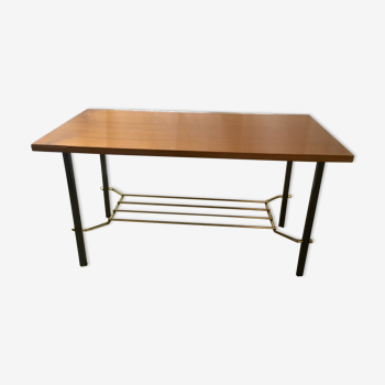 Table basse moderniste bois et métal années 60