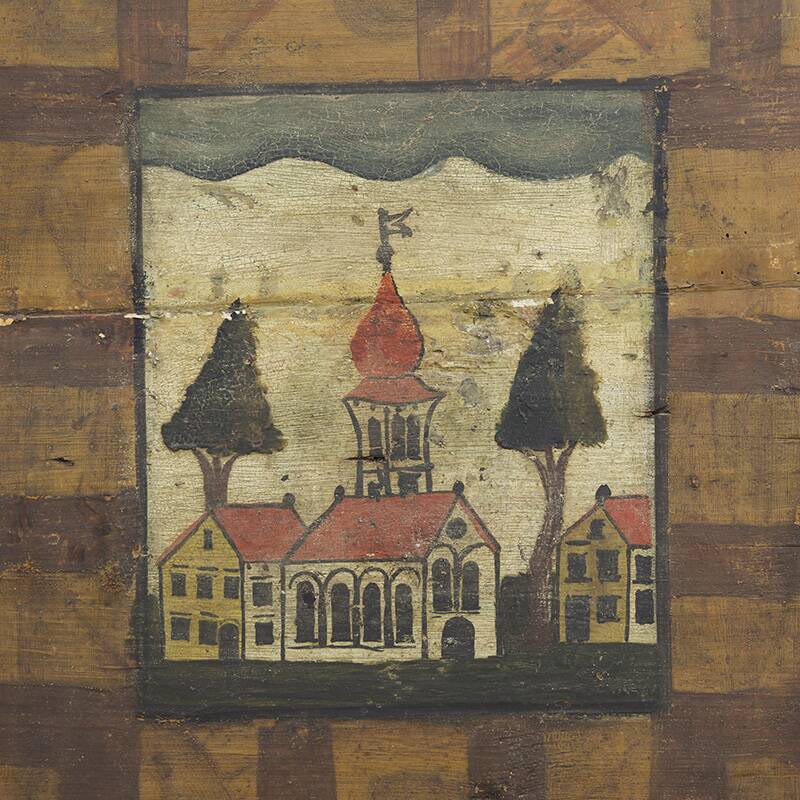 Wedding trunk painted in folk art style