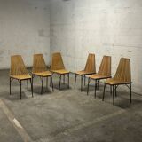Ensemble de 6 chaises en bois 1950 design français