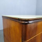 Pair of Mid-Century Walnut Nightstands with Glass Tops, 1950s