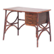 Bureau vintage en rotin et bois à tiroirs France années 1960