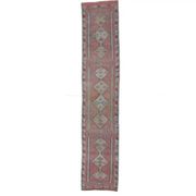 Vintage natural pink Turkish hand-knotted Herki runner 78x390
