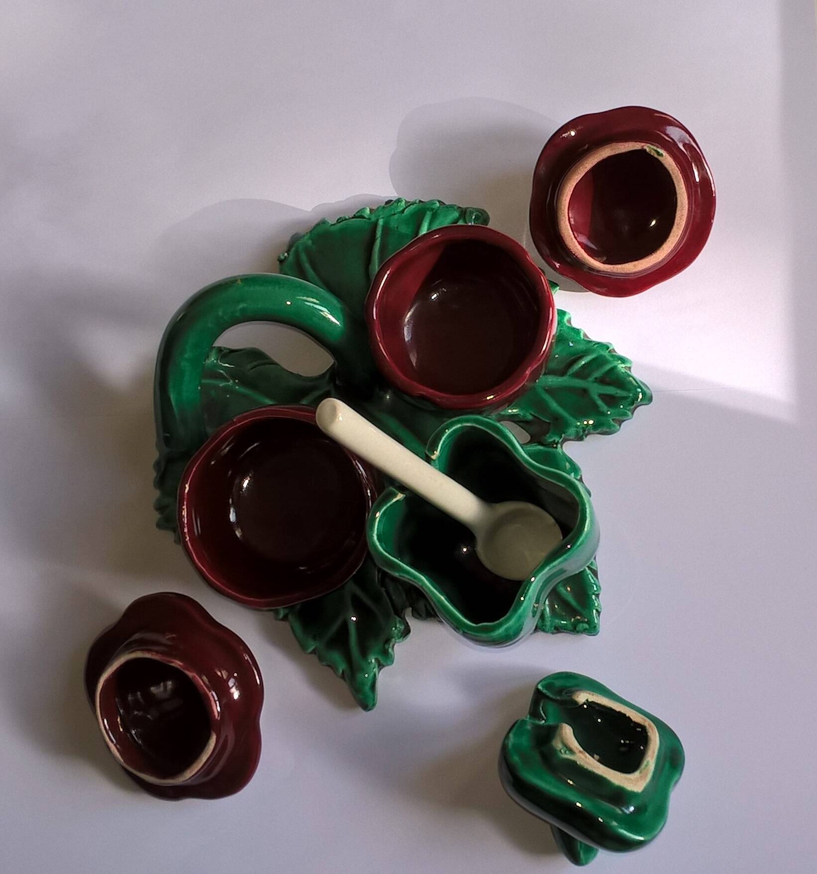 Vintage ceramic salt pepper mustard service 1950s 60s