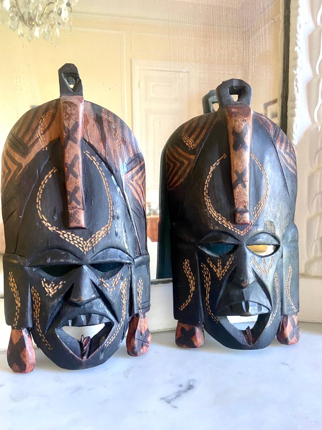 Pair of African wooden masks